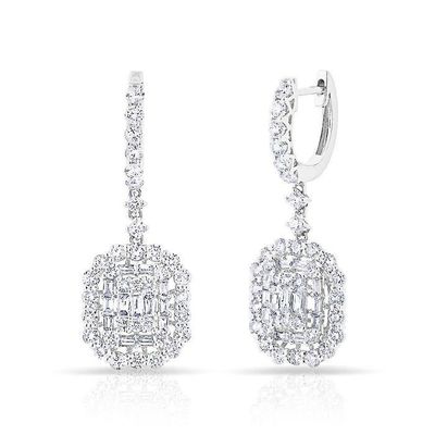 White CZ Earrings 925 Sterling Silver Classic Style For Engagement And Wedding