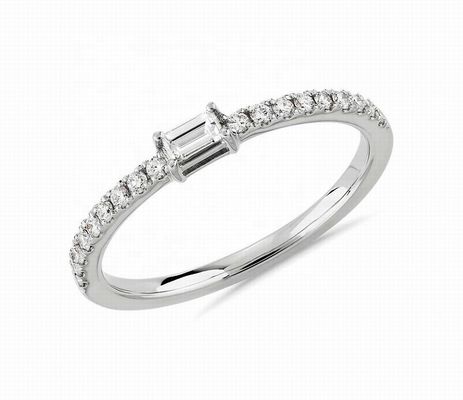 Fine Jewelry 925 Sterling Silver Ring with Green or White Stones and 18K Gold Plating