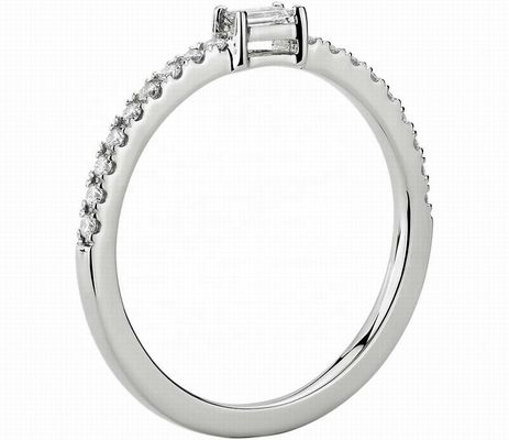 Fine Jewelry 925 Sterling Silver Ring with Green or White Stones and 18K Gold Plating