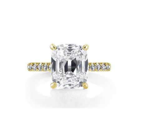 White CZ 925 Sterling Silver Engagement Ring 18K Gold Plated Baguette Cut