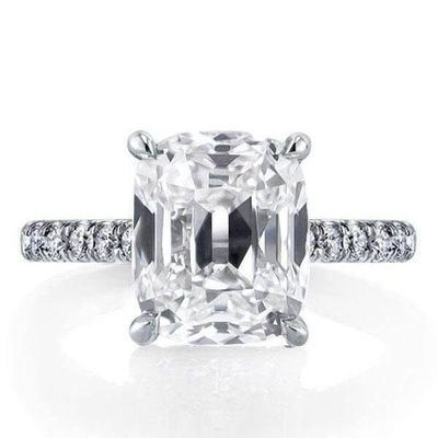 White CZ 925 Sterling Silver Engagement Ring 18K Gold Plated Baguette Cut