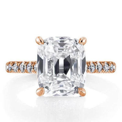 White CZ 925 Sterling Silver Engagement Ring 18K Gold Plated Baguette Cut