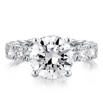 18K Gold White Zircon Eternity Band 925 Sterling Silver Engagement Rings
