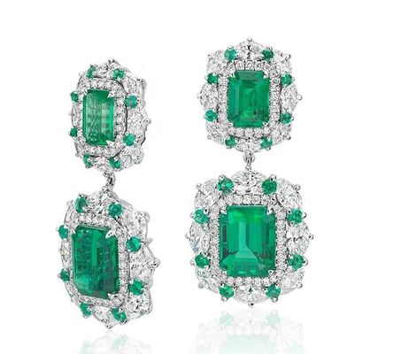 925 Sterling Silver Dubai Engagement Women's Earrings with Brazilian Emerald Gemstone
