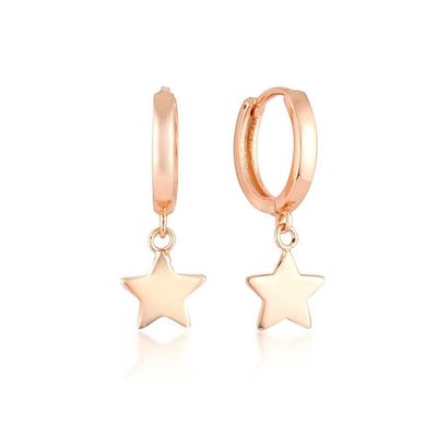 Brass 14K Gold Star Shaped Hoop Earrings ForWomen Simple Daily Jewelry