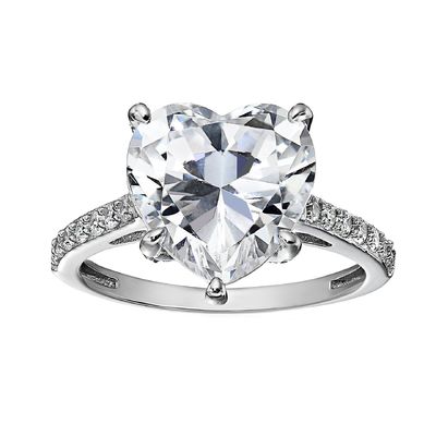 Micro Insert Inlay Technology Heart Cut CZ Stone 925 Sterling Silver Engagement Rings