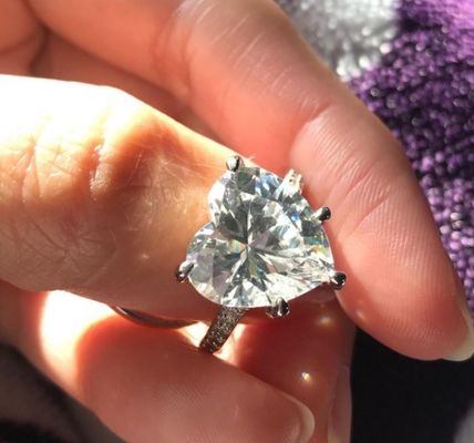 Micro Insert Inlay Technology Heart Cut CZ Stone 925 Sterling Silver Engagement Rings