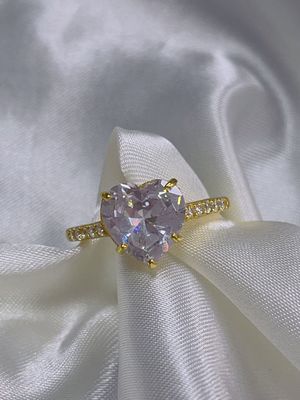 Micro Insert Inlay Technology Heart Cut CZ Stone 925 Sterling Silver Engagement Rings