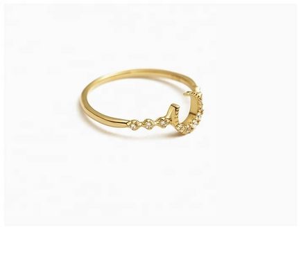 Men's Fine Sterling Silver 925 Custom Moon Ring with 14k 18k 24K Gold from Brazil 2022