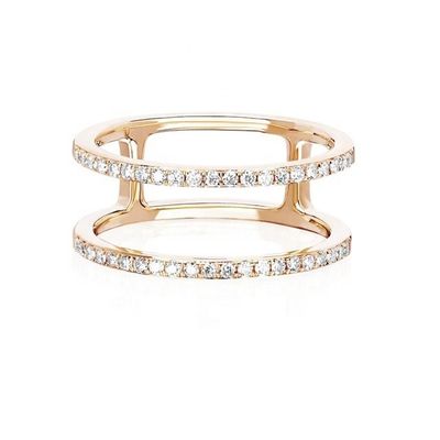 White CZ Double Row Stackable Rings Gold 18K Plated Real 925 Sterling Silver Crystal Cubic Zircon Jewelry