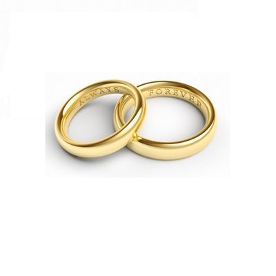 US Size 5 Custom Design Comfort Fit Gold Plated Plain Silver Wedding Rings for No Stone