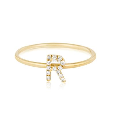 Silver Jewelry Personalized 18K Gold Plated Stacking Initial CZ Thin Rings for Women