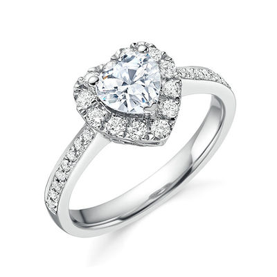 Brass Creative Heart Shape Clear CZ 925 Sterling Silver Eternity Band Rings For Women Jewelry