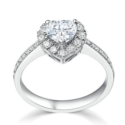 Brass Creative Heart Shape Clear CZ 925 Sterling Silver Eternity Band Rings For Women Jewelry