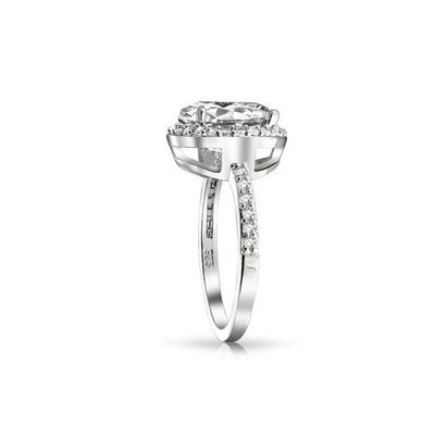 925 Sterling Silver 10mm White CZ Solitaire Engagement Ring with Main Stone Size 10mm