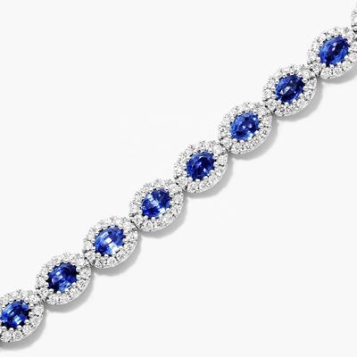 5.7mm Width Zircon Tennis Bracelet Oval Emerald White 14K Gold Bracelet Womens