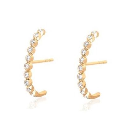 18K Gold Plated Bezel Setting White Cubic Zircon Stud Earrings For Women