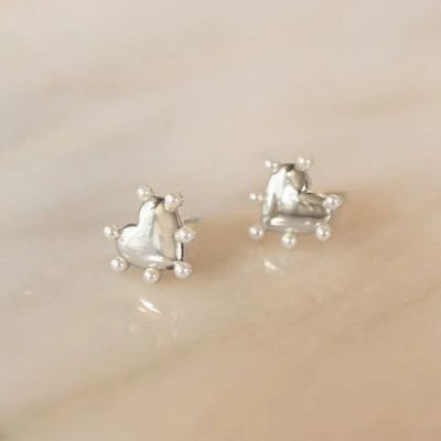 Heart Shape Pearls Stud Earrings Handmade In 925 Sterling Silver 14K Gold For Girls Fashion Fine Jewelry