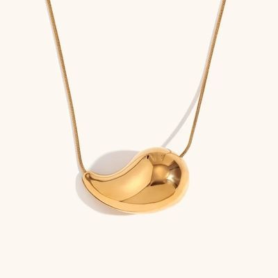 Customized 18K Gold Teardrop Necklace 45+5cm Brass Teardrop Necklace