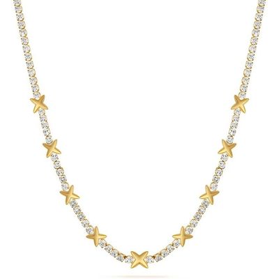 OEM Classic Brass Tennis Star Pendant Necklace With Brilliant Cubic Zircon Stones
