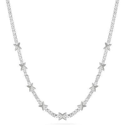 OEM Classic Brass Tennis Star Pendant Necklace With Brilliant Cubic Zircon Stones
