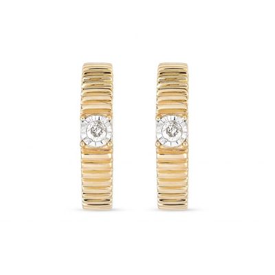 Ladies Cubic Zirconia Diamond Hoop Earrings Brass Round Brilliant Cut