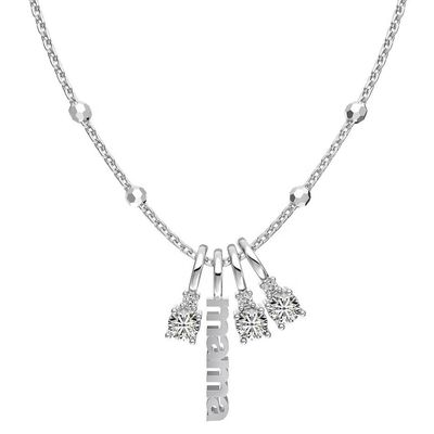 White CZ 4mm 925 Silver Necklace Female Zircon Stone Necklace Luxury DIY