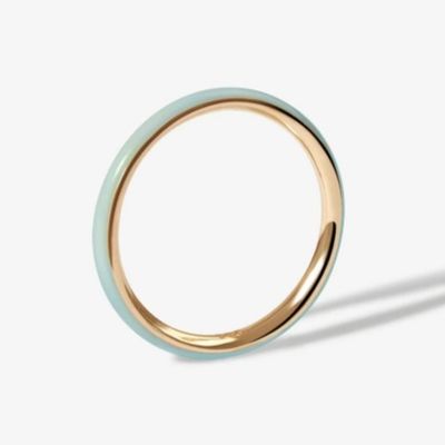 Pink Enamel 18K Gold Plated Rings Solid 925 Sterling Silver Stacking Rings