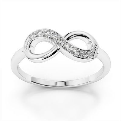 White CZ Stone Love Infinity Rings in 925 Sterling Silver for Everlasting Romance