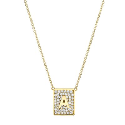 Make Her Day With 14K Gold Square Initial Gemstone Necklaces For Women Valentine Gift