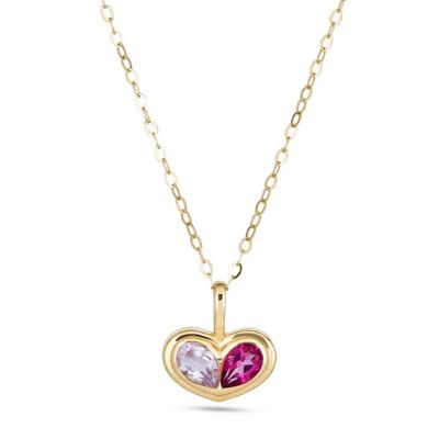 Valentine Days Gift Colorful Heart Shaped Gemstone Pendant Necklaces For Engagement