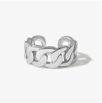 S925 Silver Fine Jewelry 14K Yellow Gold Chunky Chain Open Ring