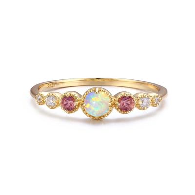 Opal and Ruby CZ 925 Sterling Silver Stacking Women's Rings Girls Jewelry