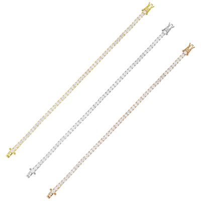 Hot Item 925 Sterling Silver Plating Gold 3mm Cubic Zirconia Tennis Bracelet For Women