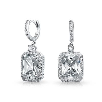 925 Sterling Silver Material Type Top Sales White Gold Plated Dangle Bridal Earrings