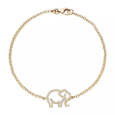925 Sterling Silver Elephant Bracelet With Micro Insert Technology And White Diamond CZ