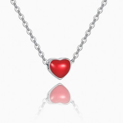 Rhodium Plated Small Pink Heart Valentine'S Day Women'S 925 Sterling Silver Pendants