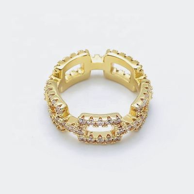 Customized Chain Rings Clear CZ Real Sterling Silver 925 Jewellery for Women and Men