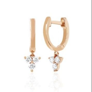 14K Gold Blossom Mini Huggie Diamond Trio Drop Earrings Silver Jewelry Main Material