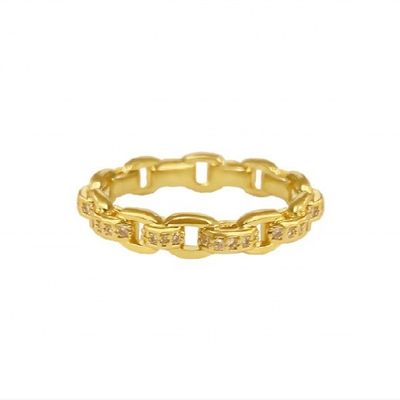 Curb Link Chain 18K Gold Delicate Individual Super Fairy 925 Sterling Silver Ring