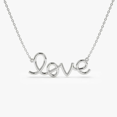 Solid 925 Sterling Silver 14K Gold Plated Love Pendant Necklace for Women Valentine Gift