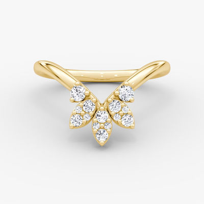 New Arrivals Designs Elegant 925 Sterling Silver 18K Gold Petal Crown Band Rings