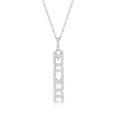 Elegant 925 Sterling Silver 14K Gold MAMA Floating Long Pendant Necklace