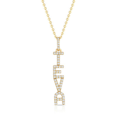 Elegant 925 Sterling Silver 14K Gold MAMA Floating Long Pendant Necklace