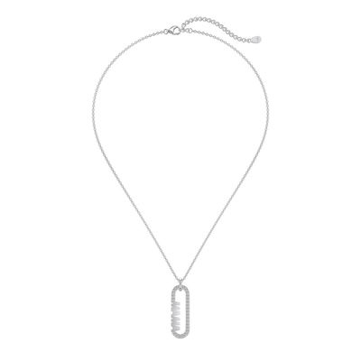 18k Gold Mom paperclip Pendant Necklace in 925 Sterling Silver