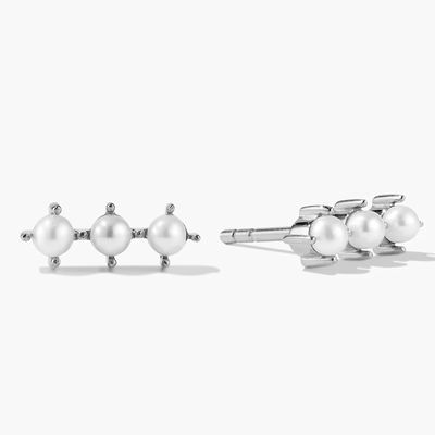 18K Gold Plating Pearl Stud Earrings Sterling Silver with Customized Logo