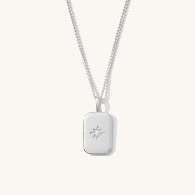 Rectangular Small Star 925 Sterling Silver Gold Plated Necklace For Children
