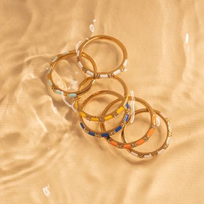 Handcrafted Cube Stackable Rings 18K Gold Plated 925 Sterling Silver With White Enamel Cubic Zirconia Minimalist Jewelry Gift For Women