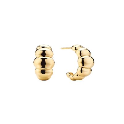 18K Gold Rhodium Plated Crescent Stud Earrings – Elegant Dome Hoop Earrings for Women, Perfect for Everyday & Party
