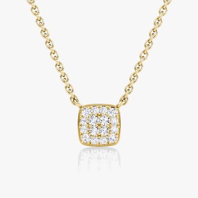 18K Gold Plated 925 Sterling Silver Square Cubic Zirconia Pendant Necklace